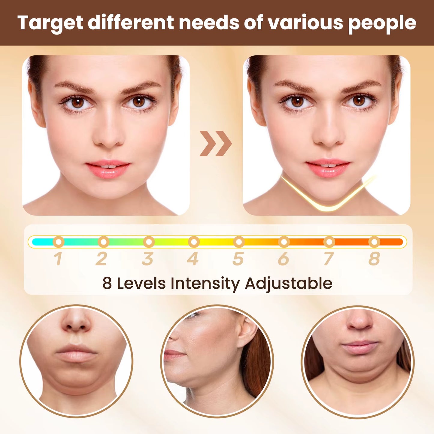 Transform Your Look with the Electric V Face Lifting Beauty Device - 6 Modes & 8 Levels of EMS Micro-Current for Double Chin Removal and Skin Care